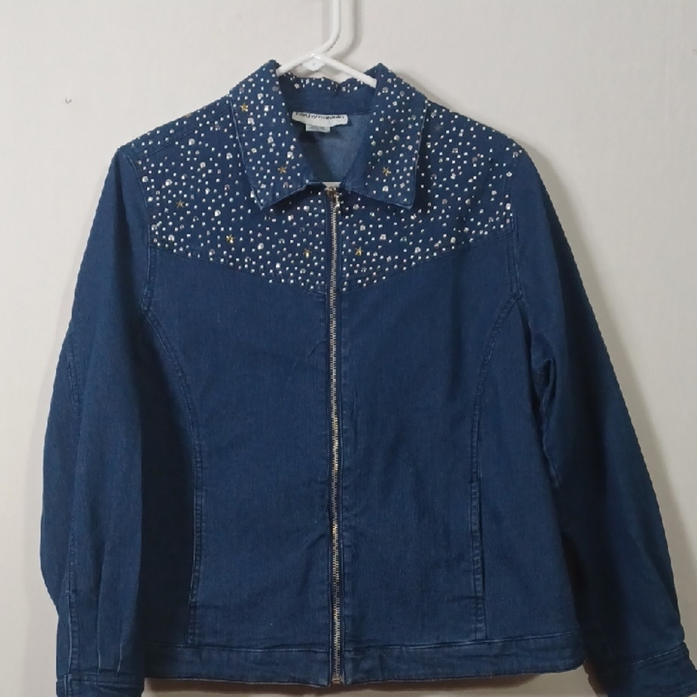 Cathy Daniels Blue Jean Jacket with Silver and Gold Accents